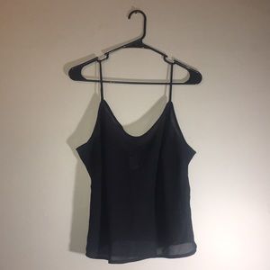 Navy Blue Sheer Tank Top